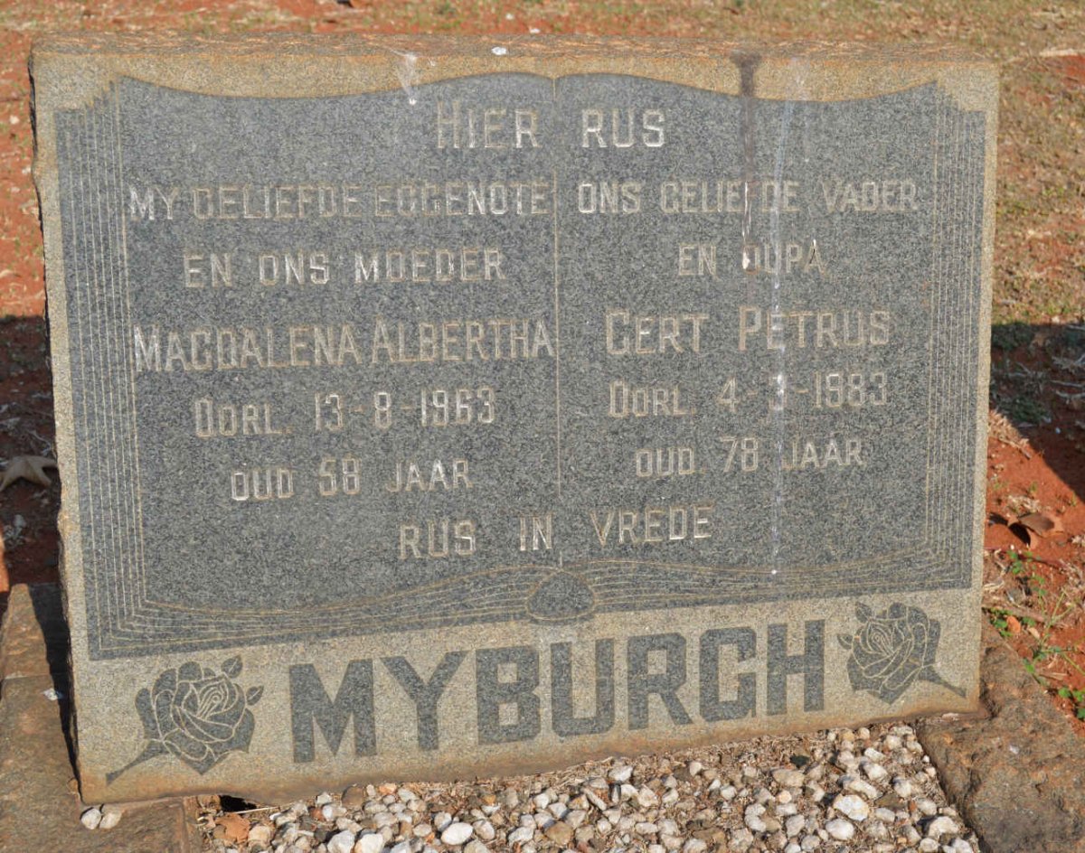 MYBURGH Gert Petrus -1983 &amp; Magdalena Albertha -1963