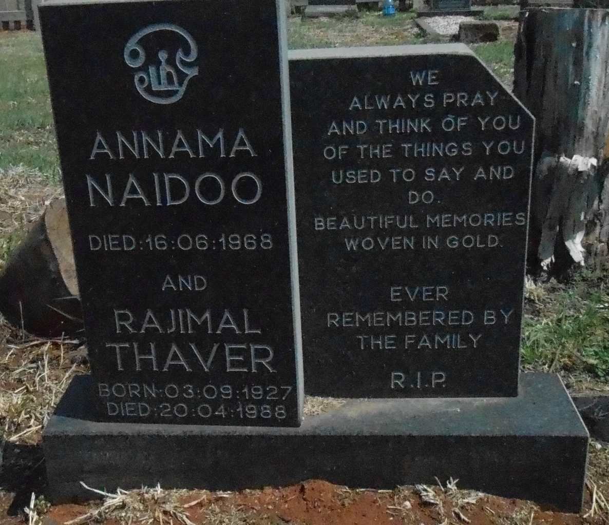 NAIDOO Annama -1968 :: THAVER Rajimal 1927-1988