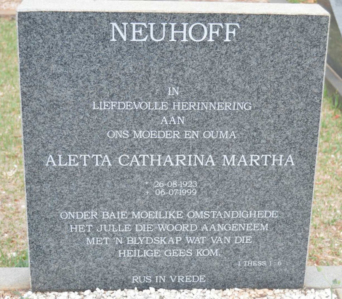 NEUHOFF Aletta Catharina Martha 1923-1999