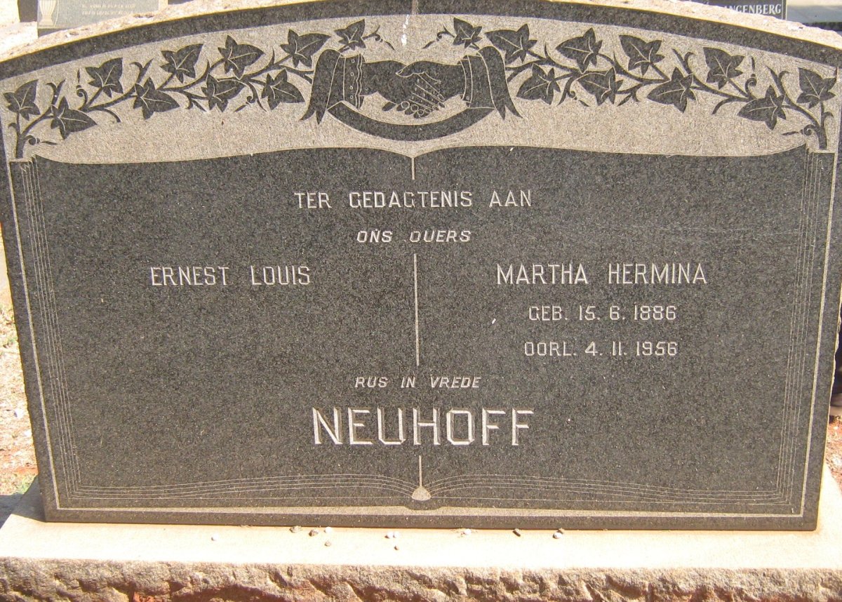 NEUHOFF Ernest Louis &amp; Martha Hermina 1886-1956