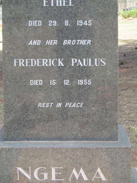 NGEMA Ethel -1945 :: NGEMA Frederick Paulus -1955