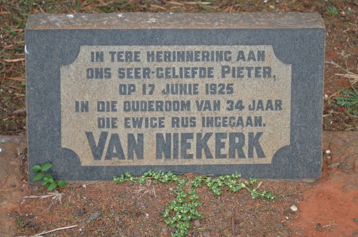 NIEKERK Pieter, van -1925