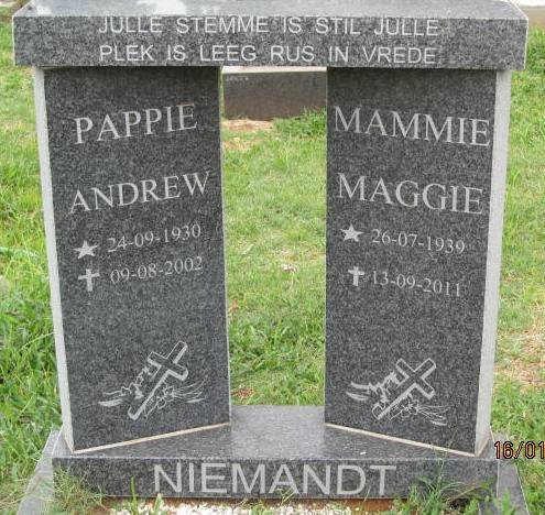 NIEMANDT Andrew 1930-2002 &amp; Maggie 1939-2011
