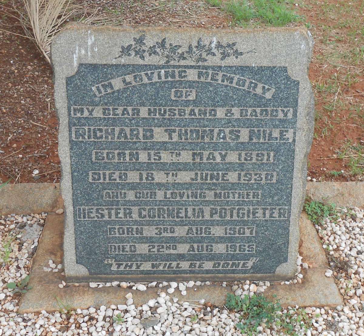 NILE Richard Thomas 1891-1930 &amp; Hester Cornelia POTGIETER 1907-1965