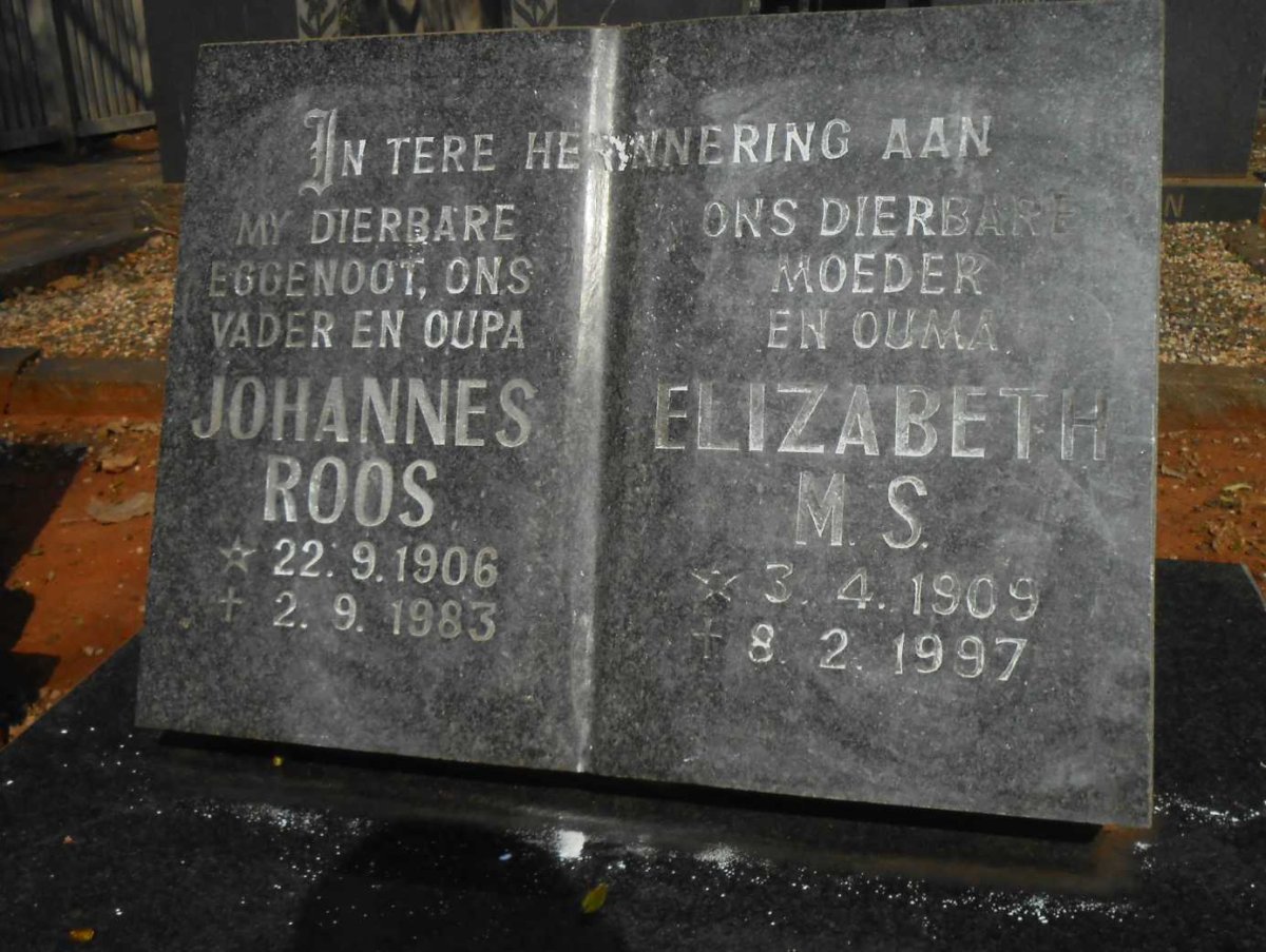 NIEKERK Johannes Roos, van 1906-1983 &amp; Elizabeth M.S. 1909-1997