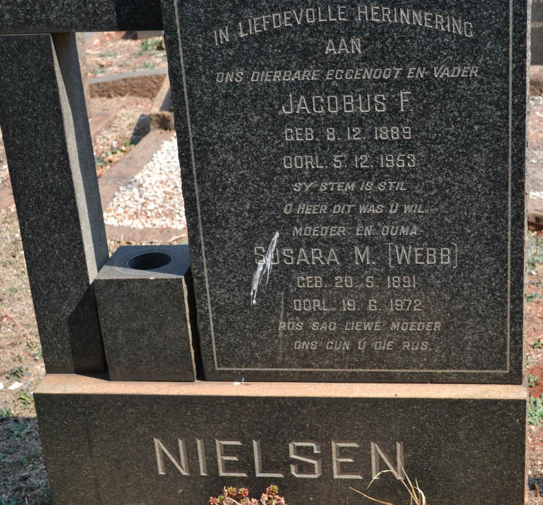 NIELSEN Jacobus F. 1889-1953 &amp; Susara M. WEBB 1891-1972