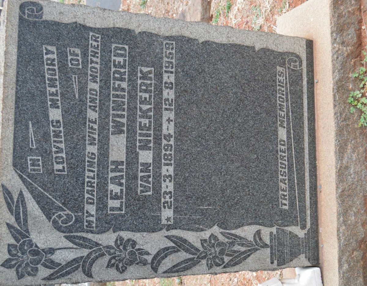 NIEKERK Leah Winifred, van 1894-1959