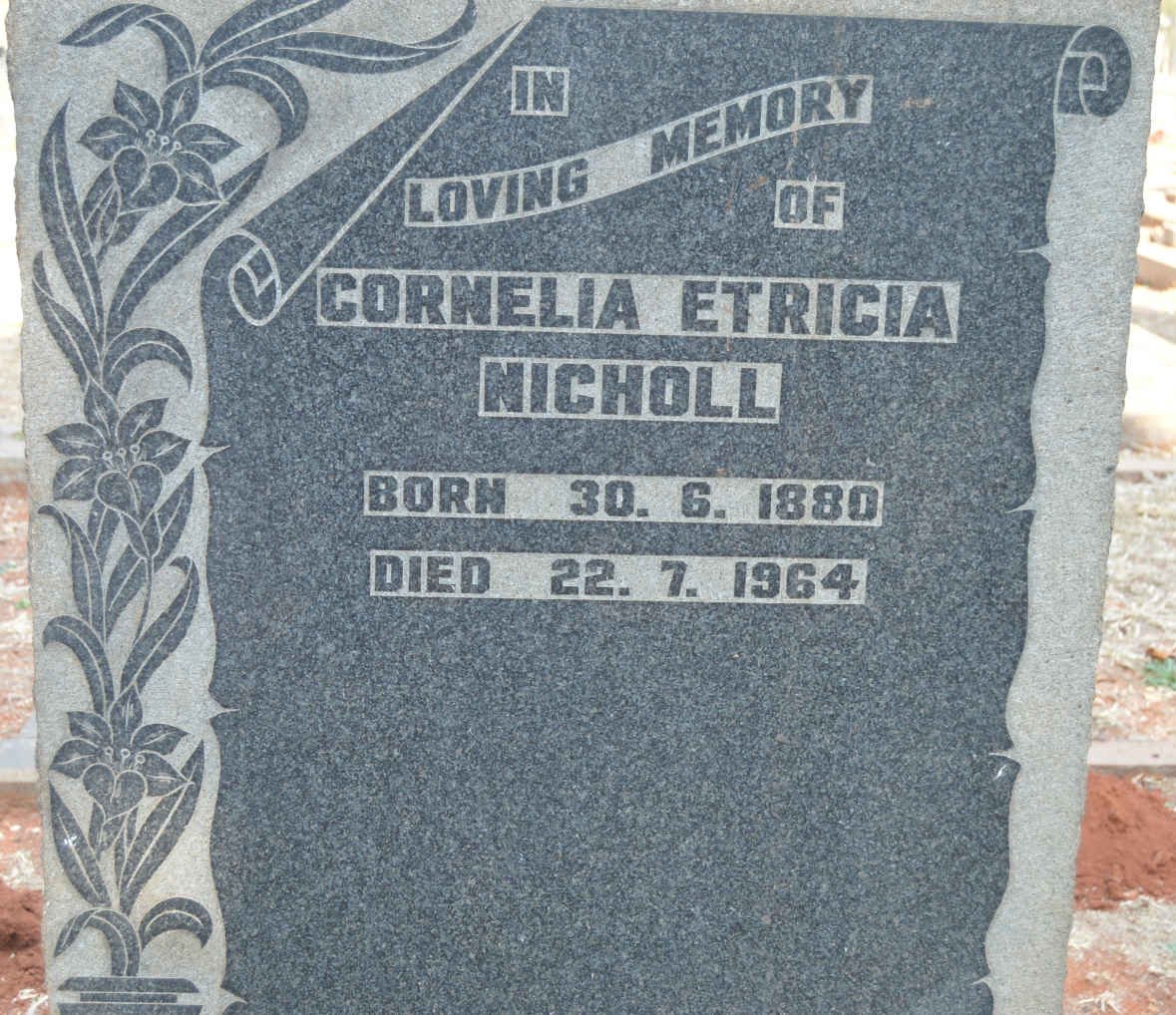 NICHOLL Cornelia Etricia 1880-1964