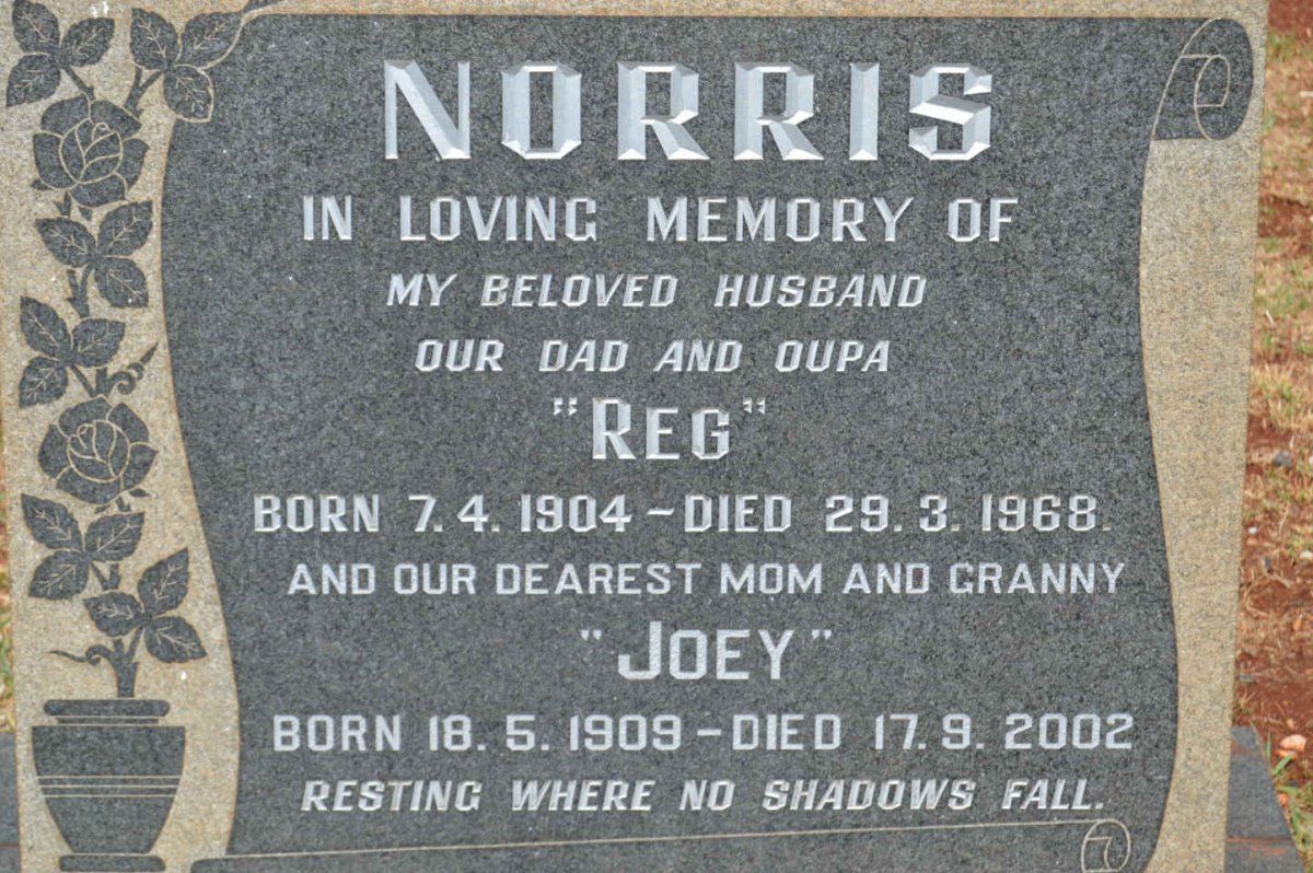 NORRIS Reg 1904-1968 &amp; Joey 1909-2002
