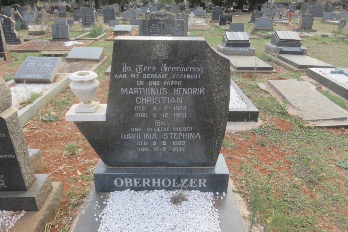 OBERHOLZER Marthinus Hendrik Christian 1929-1969 &amp; Davilina Stephina 1933-2014