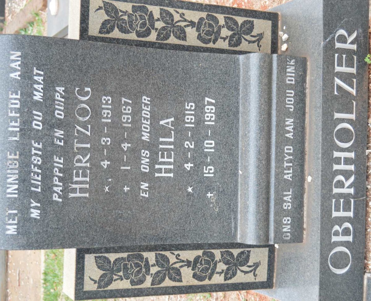 OBERHOLZER Hertzog 1913-1967 &amp; Heila 1915-1997