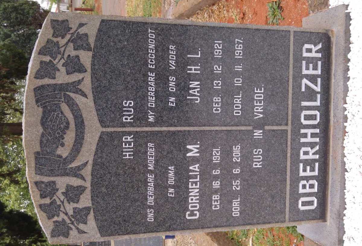 OBERHOLZER Jan H.L. 1921-1967 &amp; Cornelia M. 1921-2015
