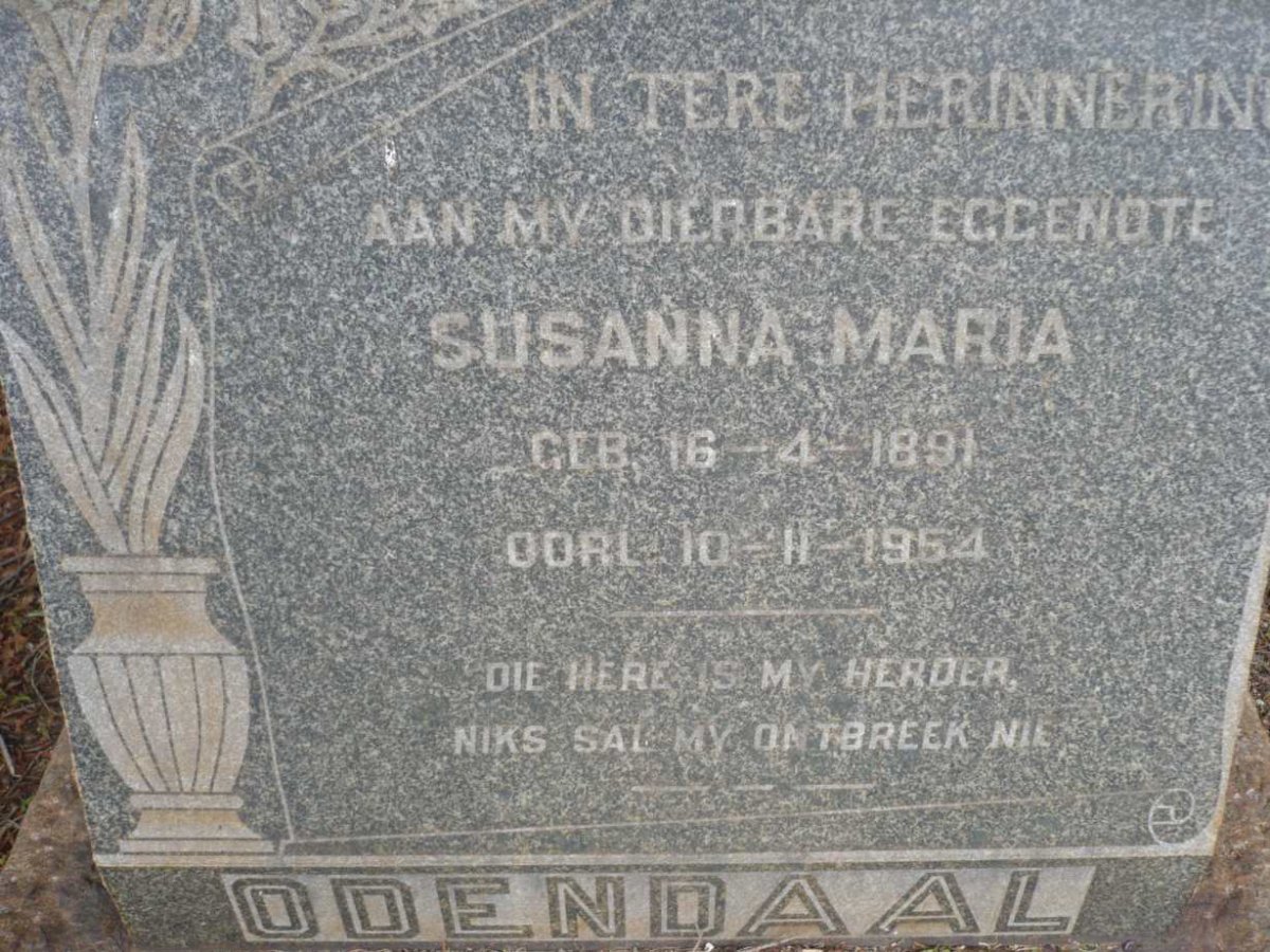 ODENDAAL Susanna Maria 1891-1954