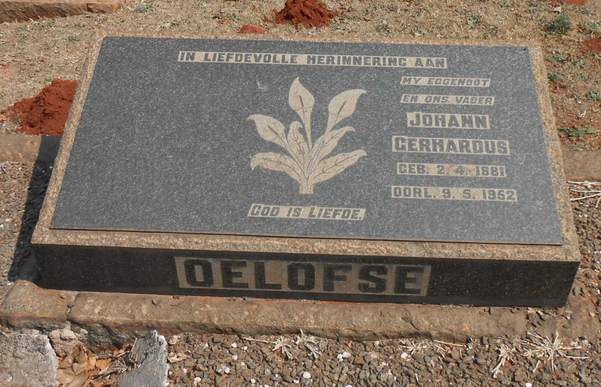 OELOFSE Johann Gerhardus 1881-1952