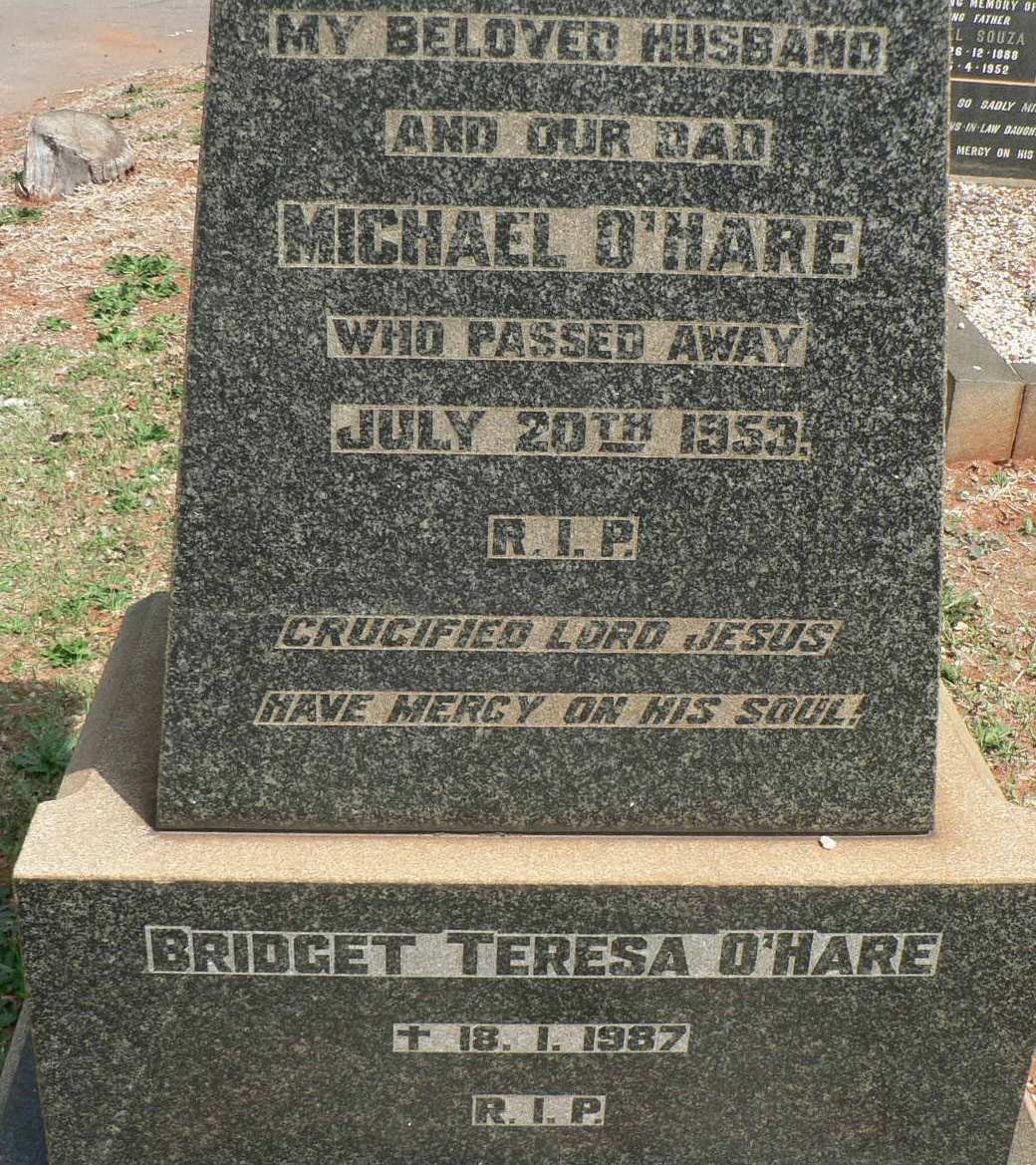 O'HARE Michael -1953 &amp; Bridget Teresa -1987