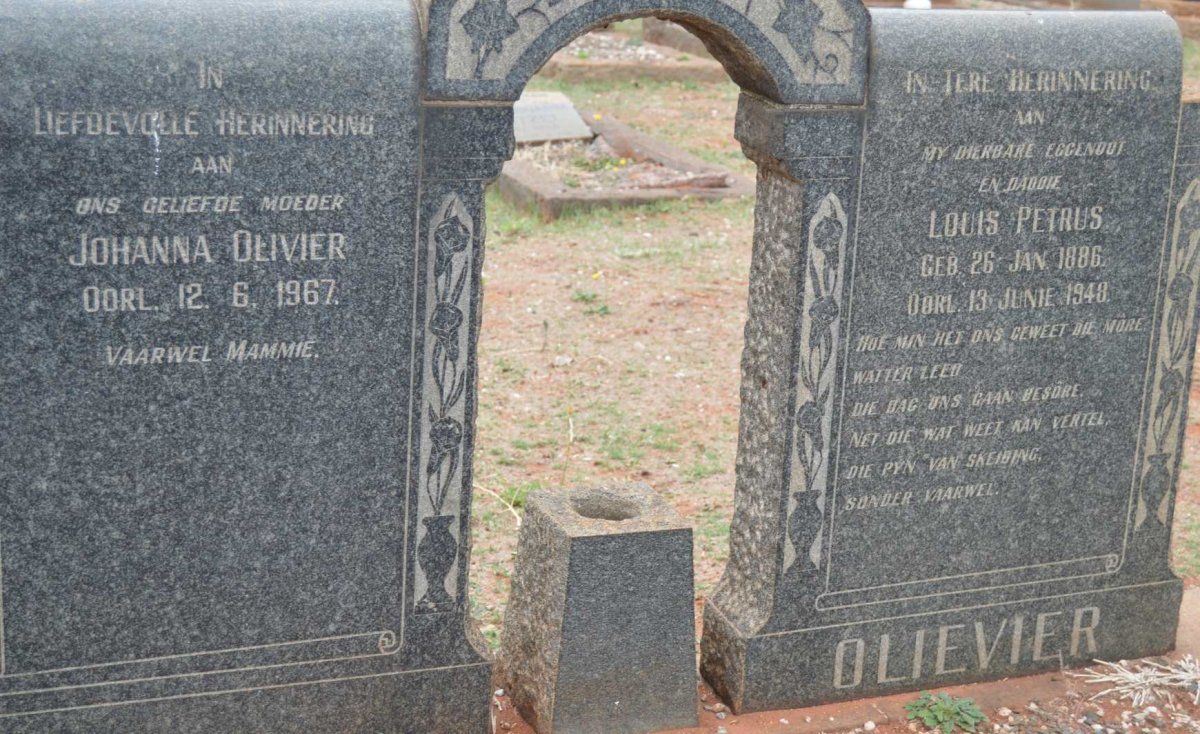 OLIEVIER Louis Petrus 1886-1948 &amp; Johanna -1967