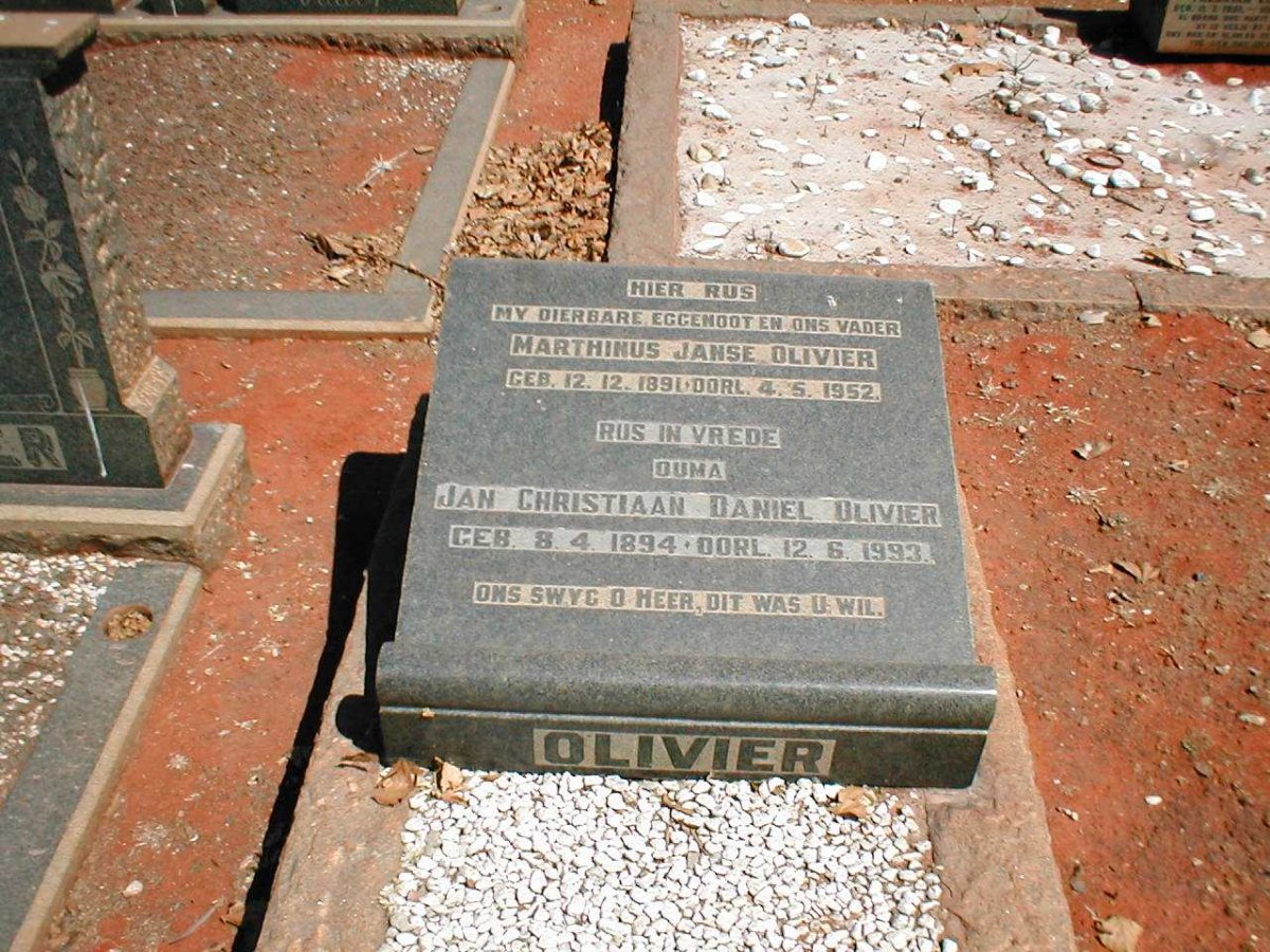 OLIVIER Marthinus Janse 1891-1952 &amp; Jan Christiaan Daniel 1894-1993