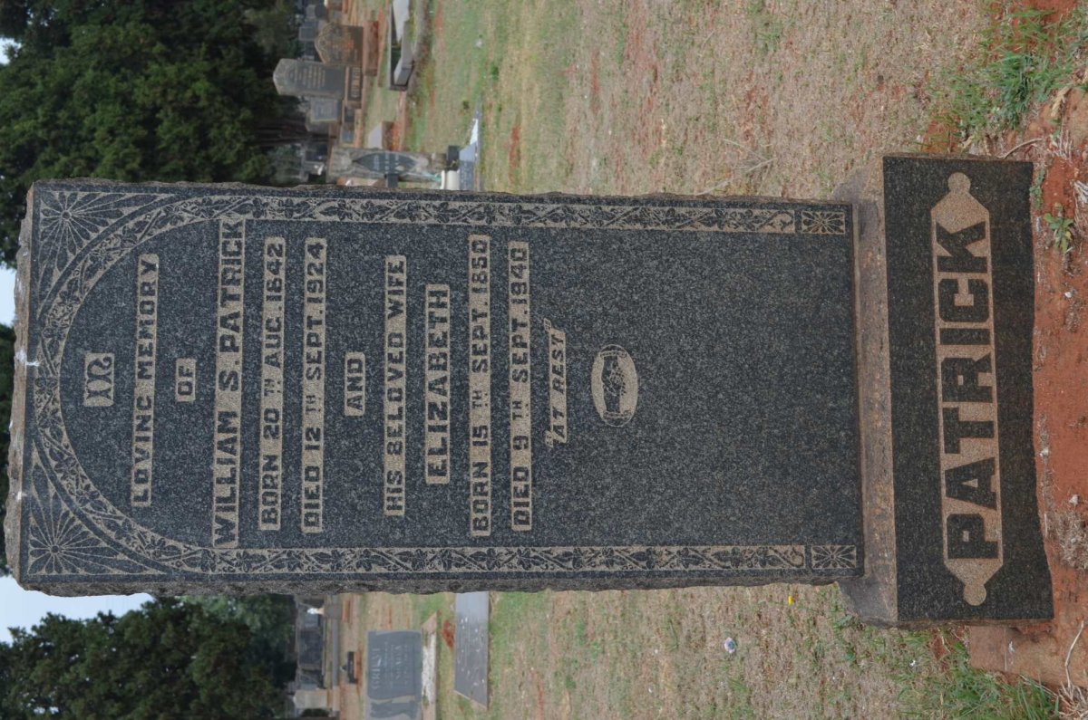 PATRICK William S. 1842-1924 &amp; Elizabeth 1850-1940