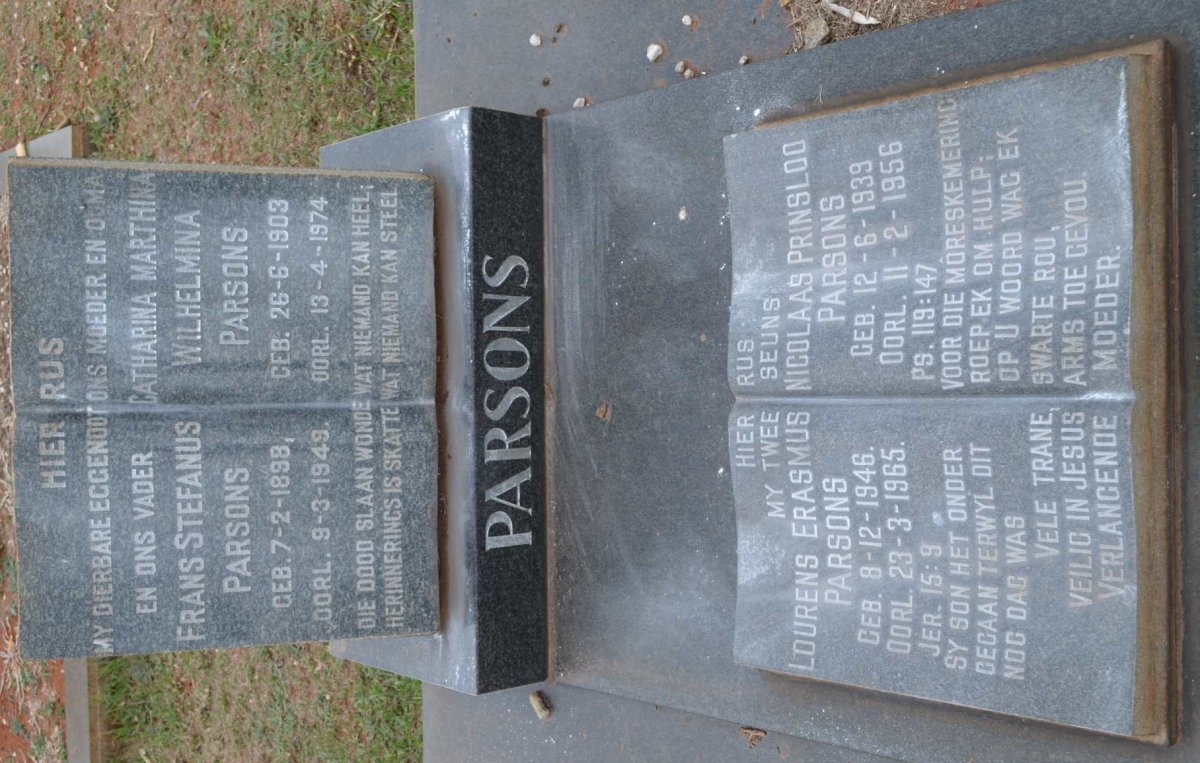 PARSONS Frans Stefanus 1898-1949 &amp; Catharina Marthina Wilhelmina 1903-1974