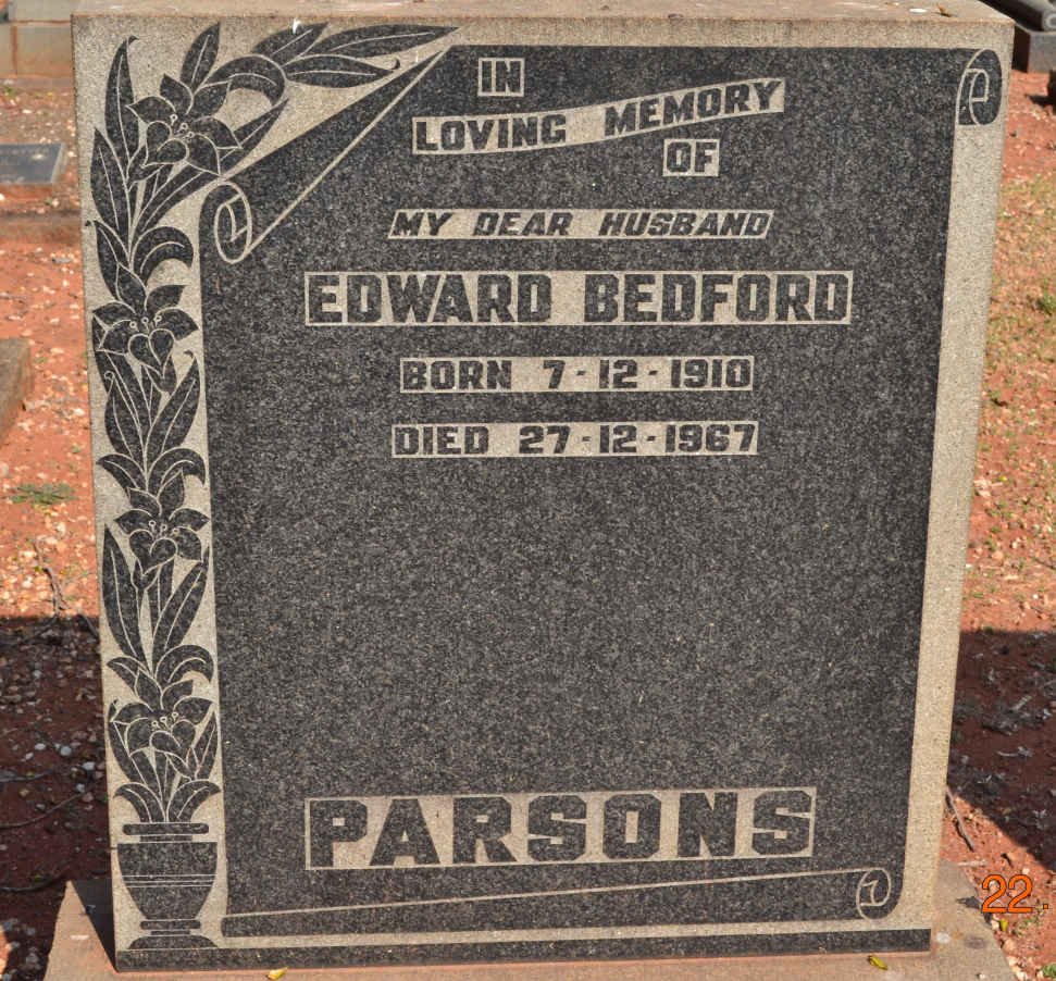 PARSONS Edward Bedford 1910-1967