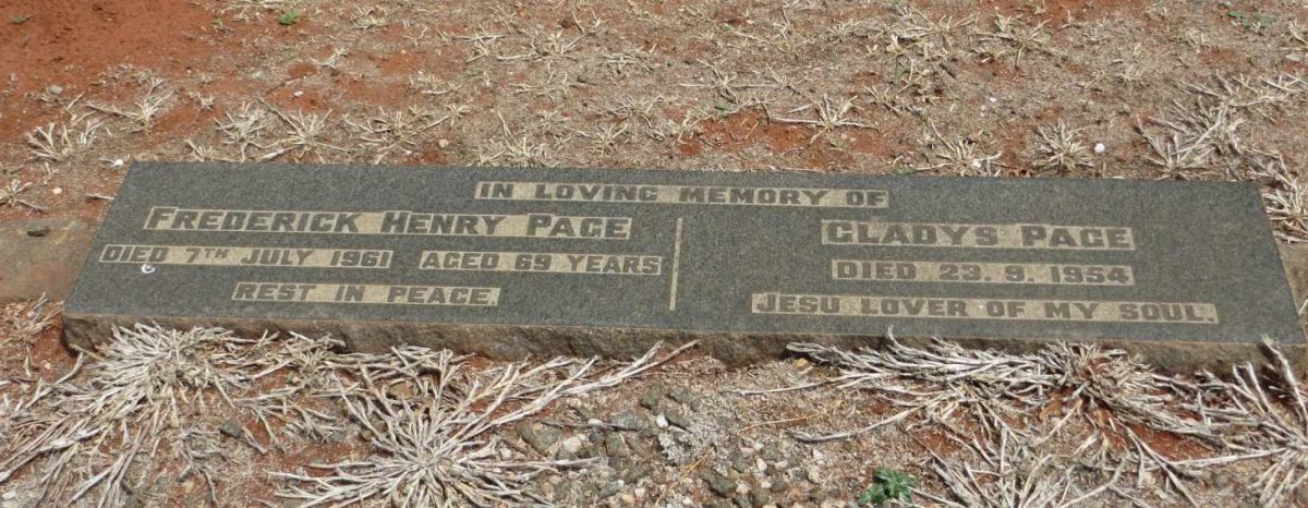 PAGE Frederick Henry -1961 &amp; Gladys -1954