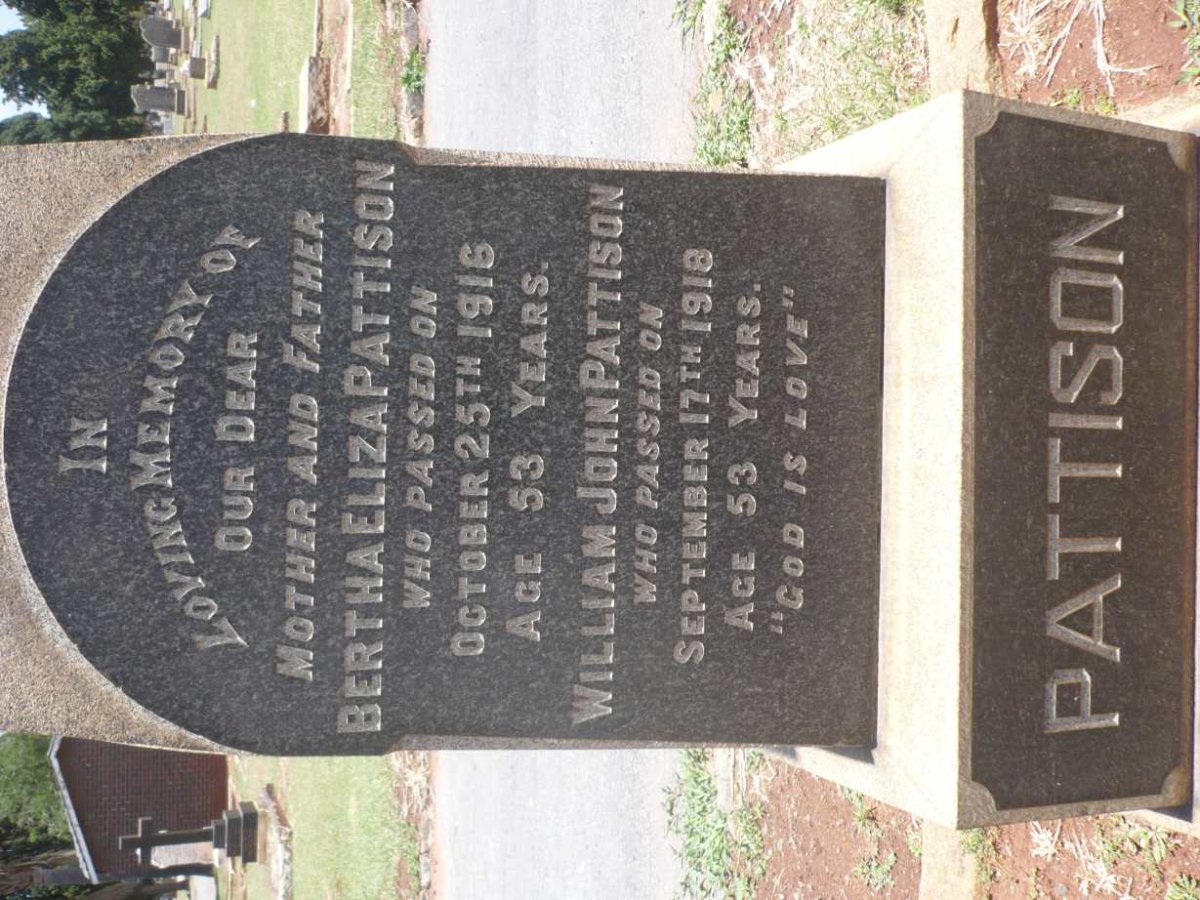 PATTISON William John -1918 &amp; Bertha Eliza -1916