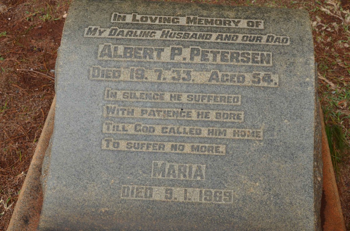PETERSEN Albert P. -1933 &amp; Maria -1969