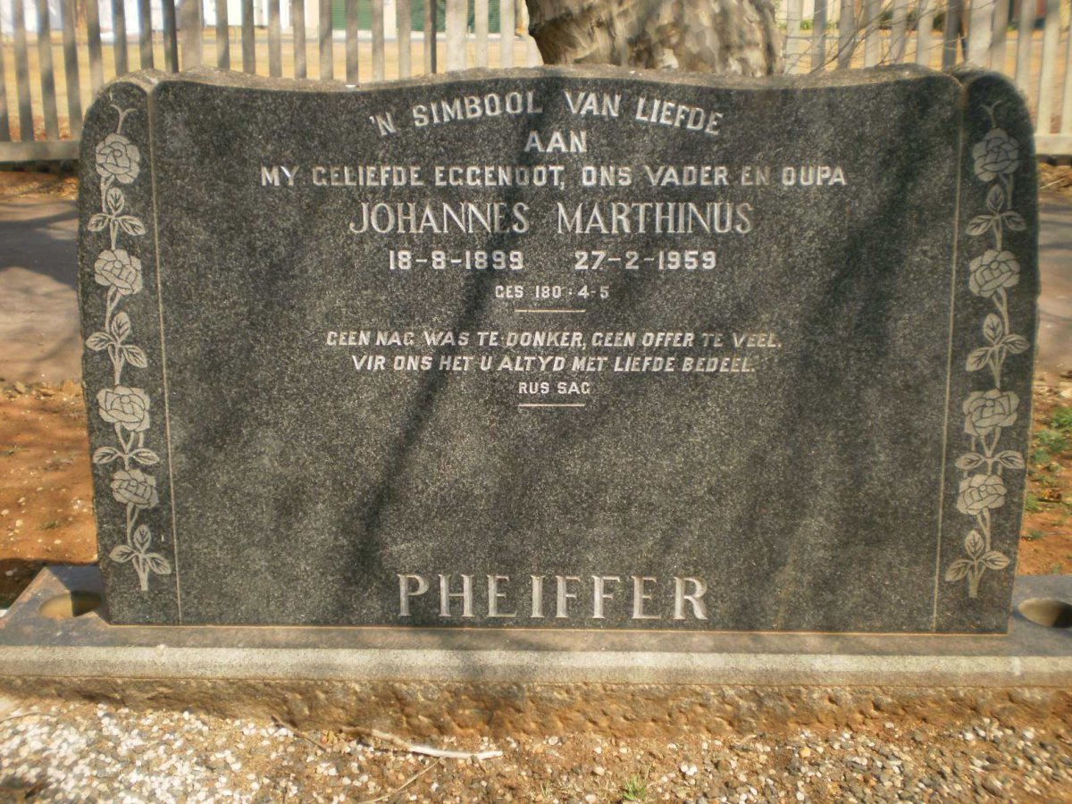 PHEIFFER Johannes Marthinus 1899-1959