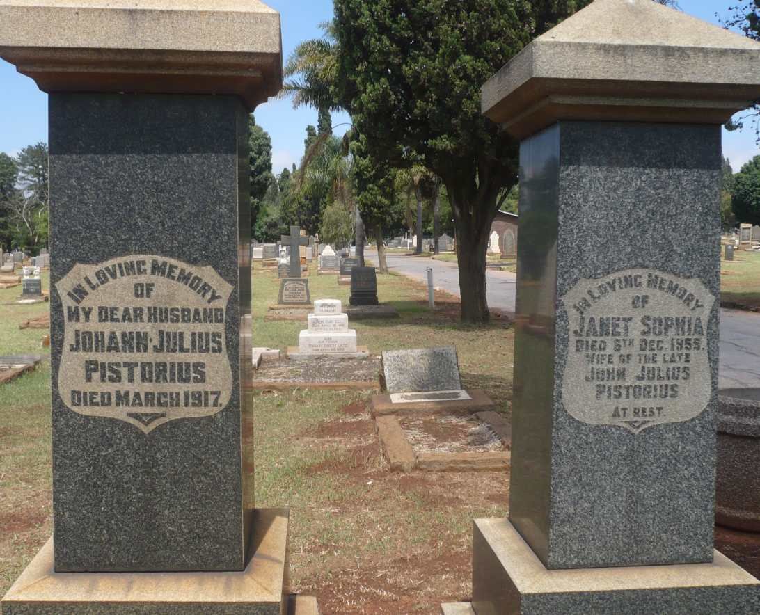 PISTORIUS Johann Julius -1917 &amp; Janet Sophia -1955
