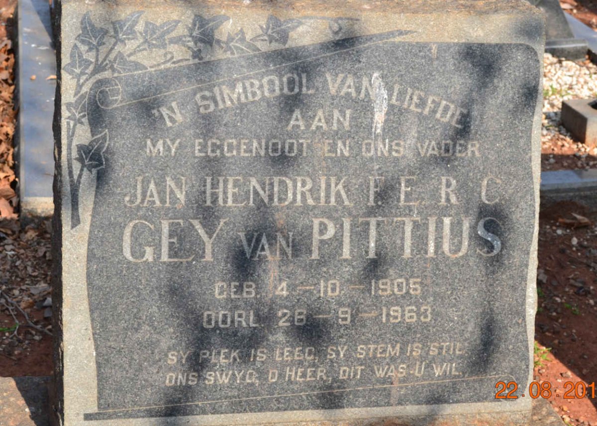 PITTIUS Jan Hendrik F.E.R.C., Gey van 1905-1963