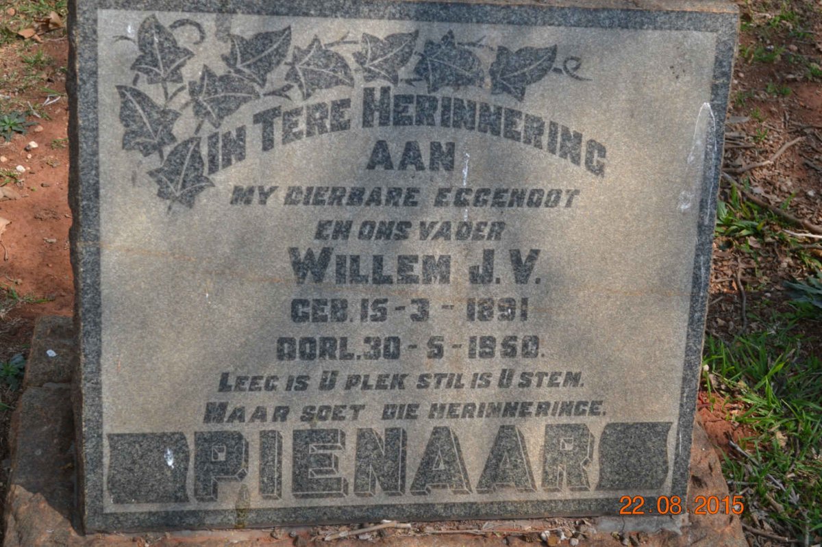 PIENAAR Willem J.V. 1891-1950