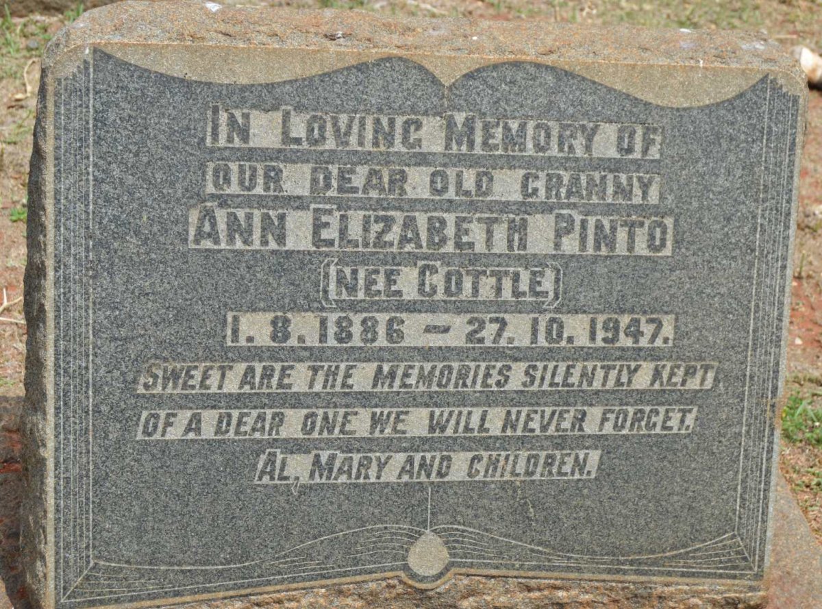 PINTO Ann Elizabeth nee COTTLE 1886-1947