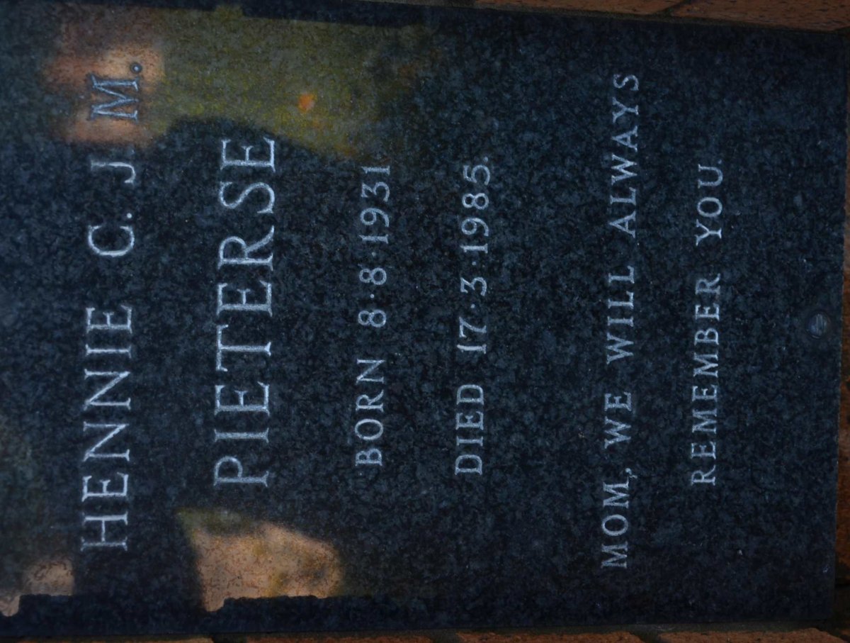 PIETERSE Hennie C.J.M. 1931-1985