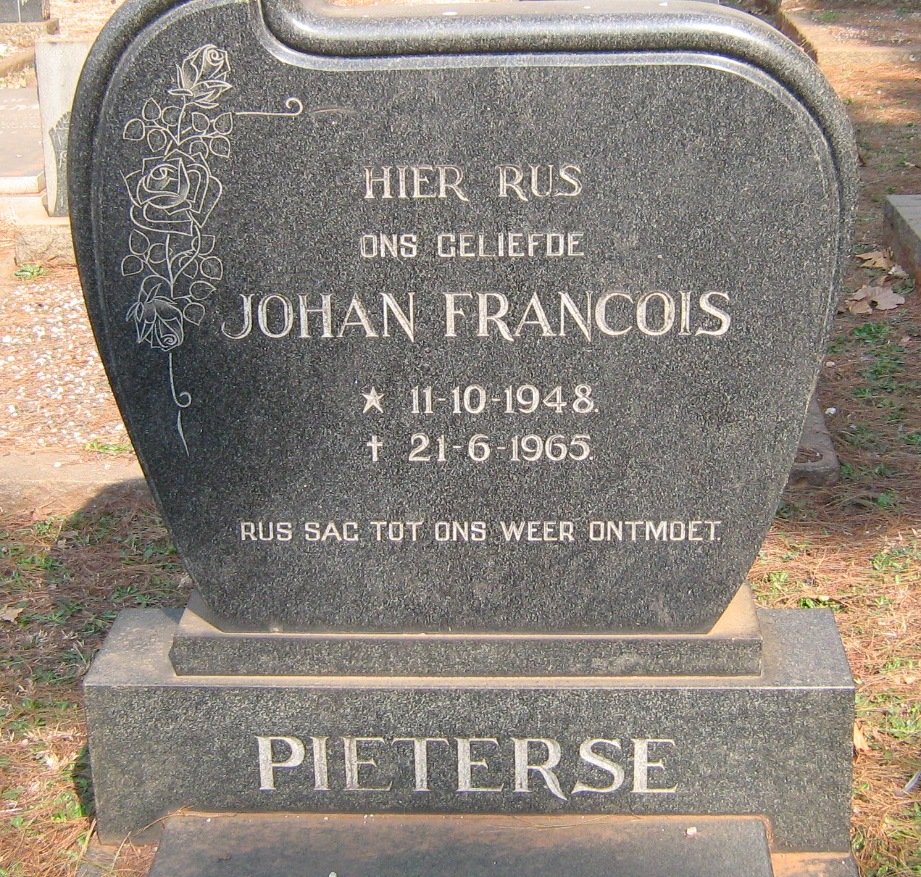 PIETERSE Johan Francois 1948-1965