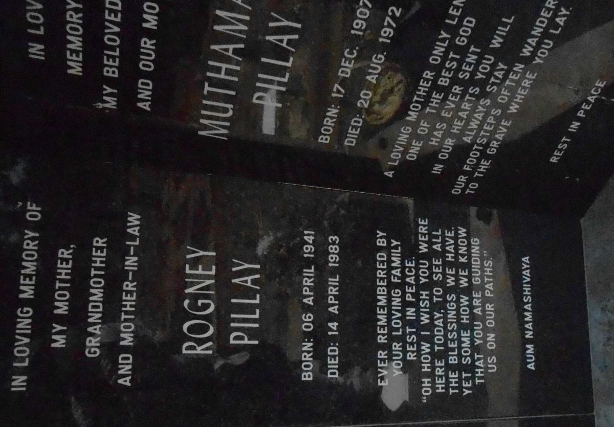 PILLAY M. Neelamugam 1907-1976 &amp; Muthamall 1907-1972 :: PILLAY Gobal 1939-1991 &amp; Rogney 1941-1983