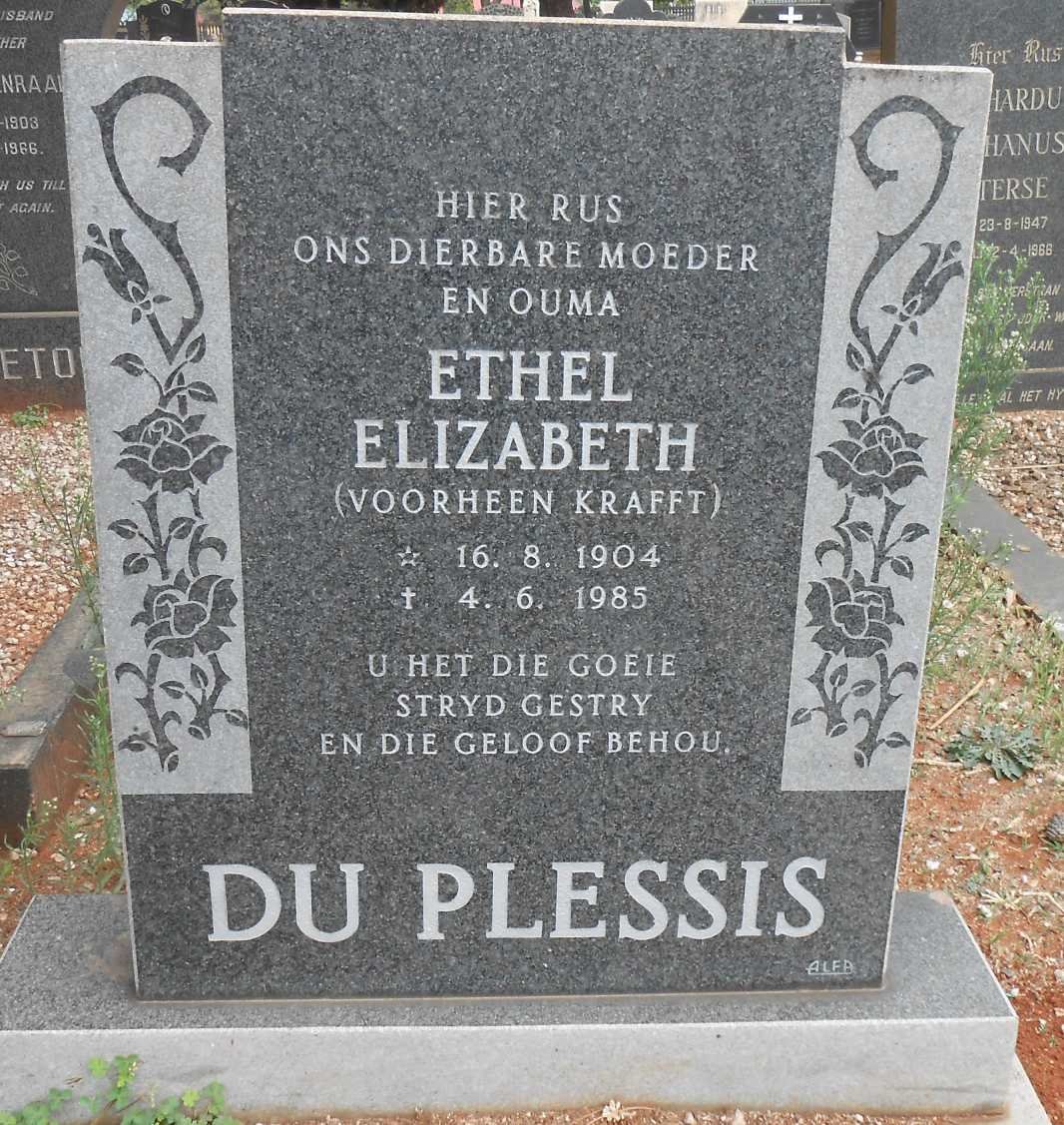 PLESSIS Ethel Elizabeth, du voorheen KRAFFT 1904-1985