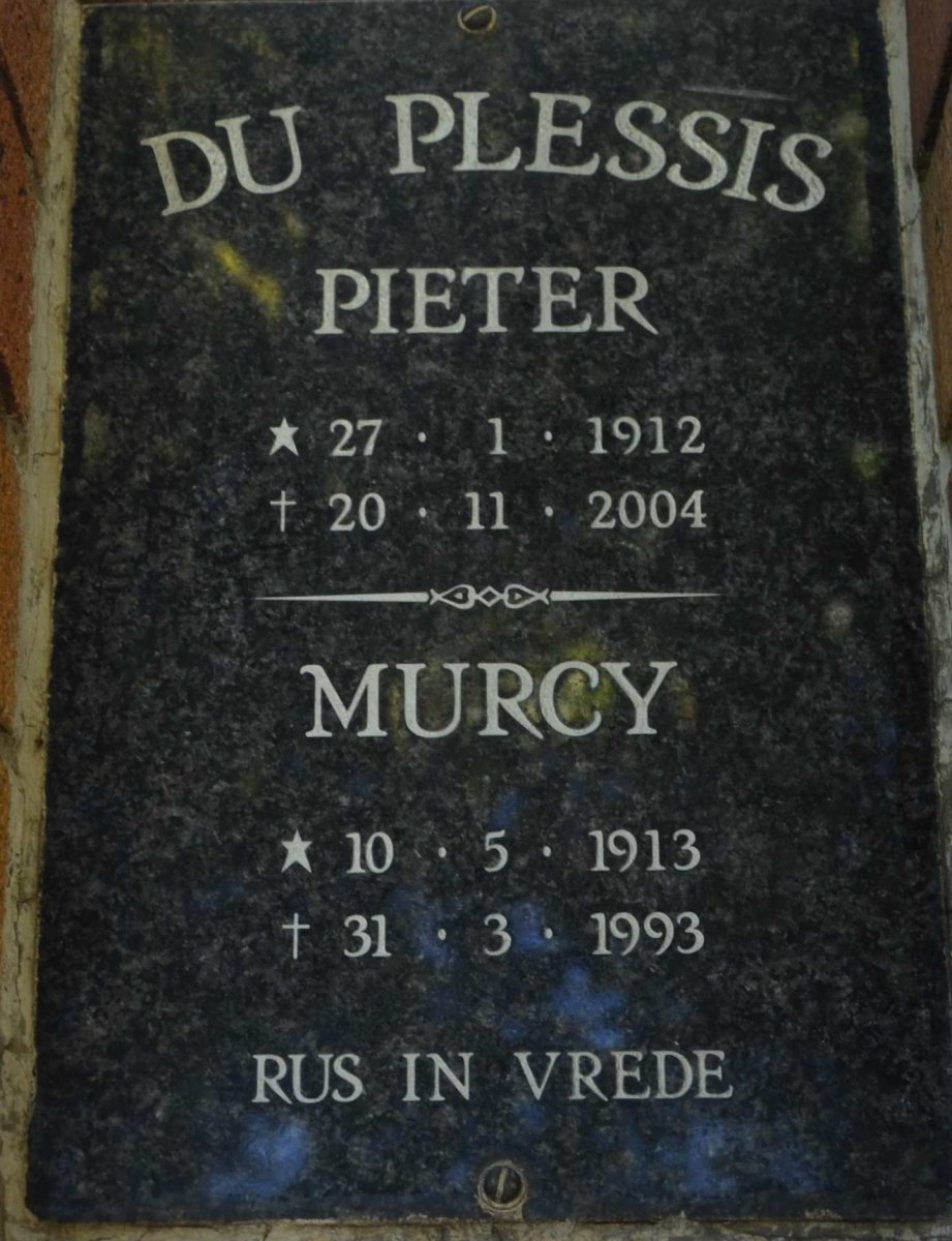 PLESSIS Pieter, du 1912-2004 &amp; Murcy 1913-1993