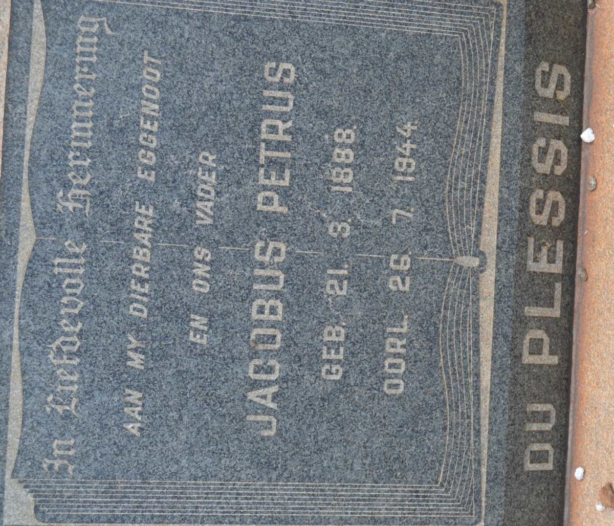 PLESSIS Jacobus Petrus, du 1888-1944