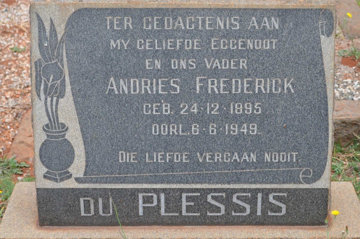 PLESSIS Andries Frederick, du 1895-1949
