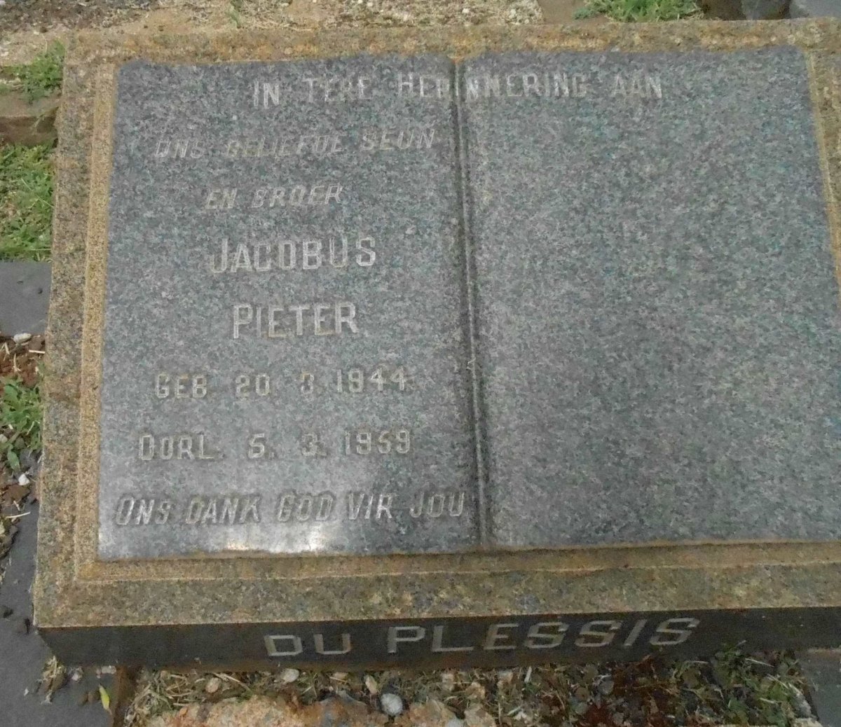 PLESSIS Jacobus Pieter, du 1944-1959