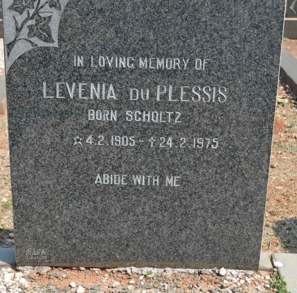PLESSIS Levenia, du nee SCHOLTZ 1905-1975