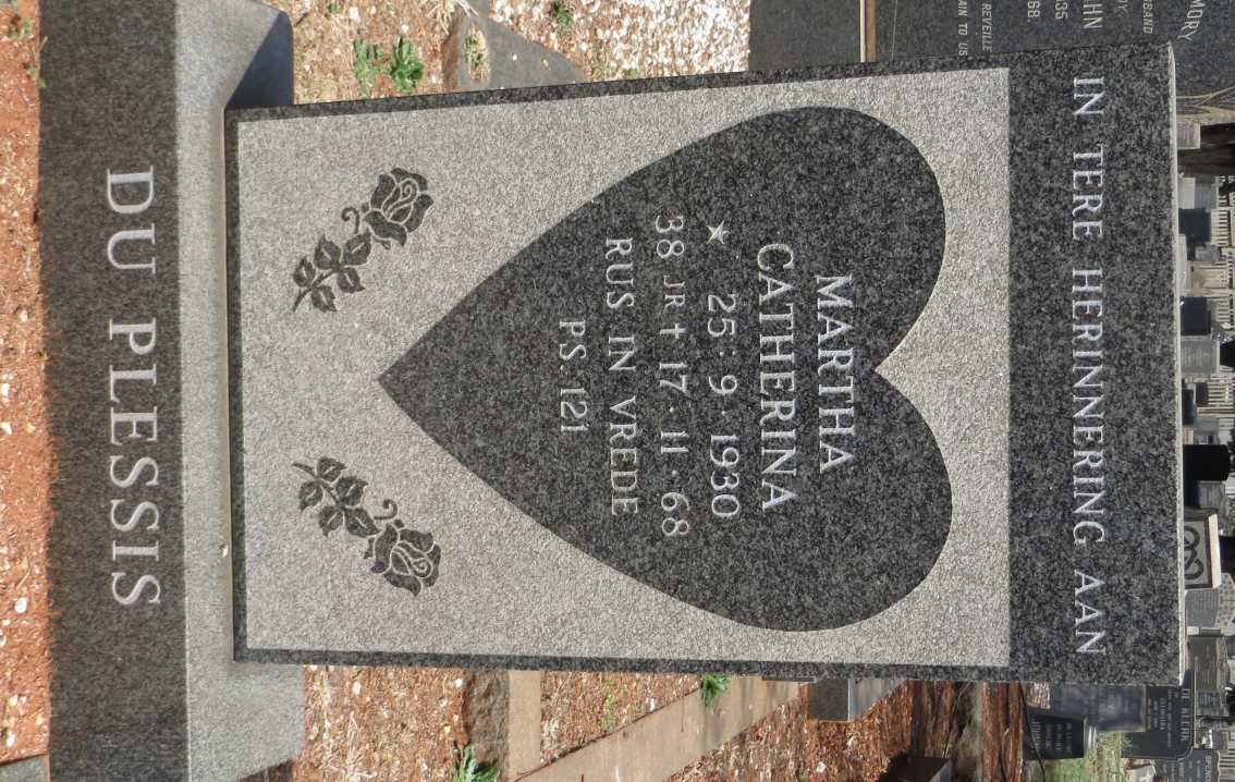 PLESSIS Martha Catherina, du 1930-1968