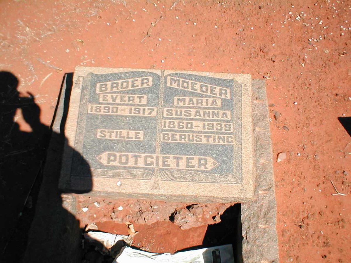 POTGIETER Maria Susanna 1860-1935 :: POTGIETER Evert 1890-1917