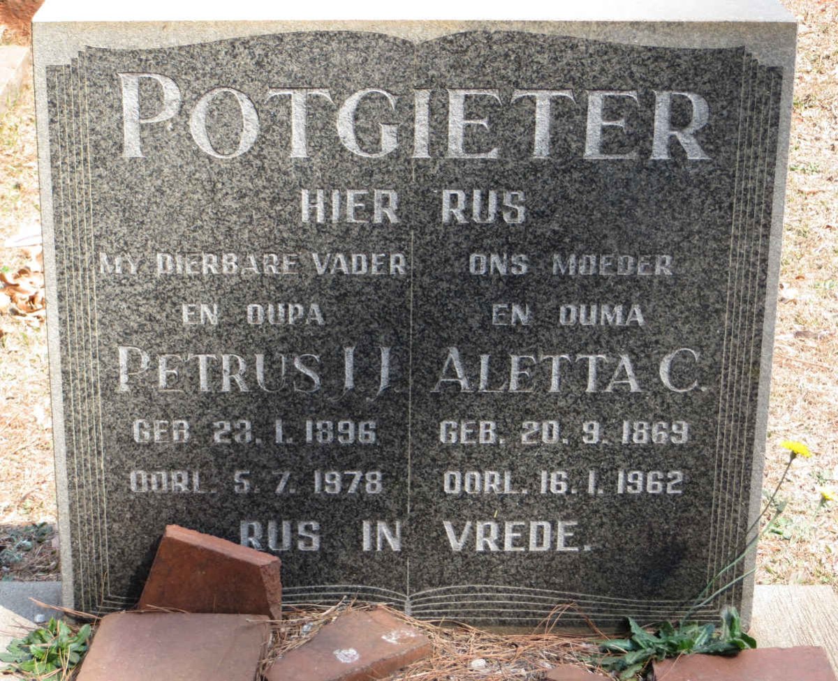 POTGIETER Petrus J.J. 1896-1978 &amp; Aletta C. 1869-1962