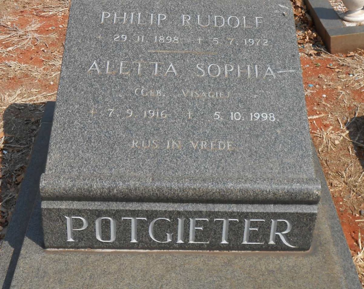 POTGIETER Philip Rudolf 1898-1972 &amp; Aletta Sophia VISAGIE 1916-1998