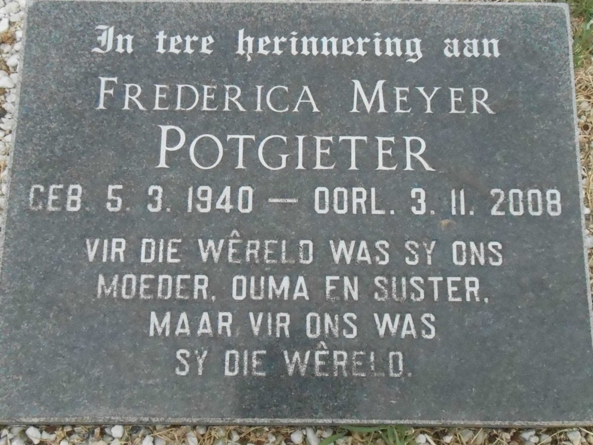 POTGIETER Frederica Meyer 1940-2008