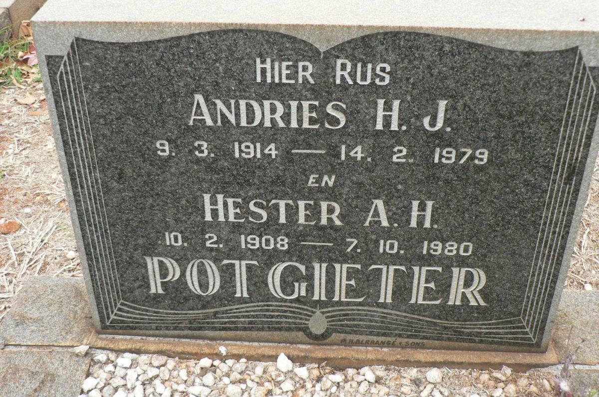 POTGIETER Andries H.J. 1914-1979 &amp; Hester A.H. 1908-1980