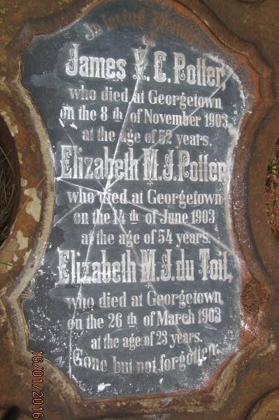 POTTER James V.C. -1903 &amp; Elizabeth M.J. -1903 :: DU TOIT Elizabeth M.J. -1903