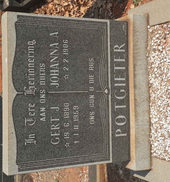POTGIETER Gert J. 1890-1959 &amp; Johanna A. 1906-