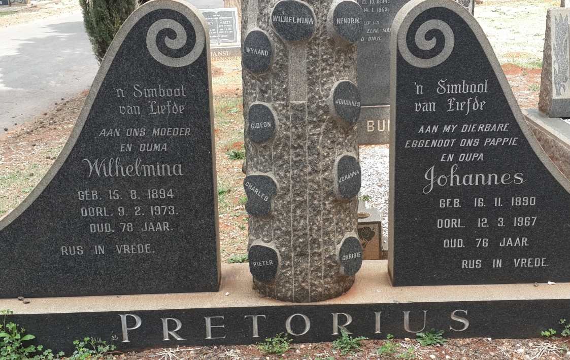 PRETORIUS Johannes 1890-1967 &amp; Wilhelmina 1894-1973